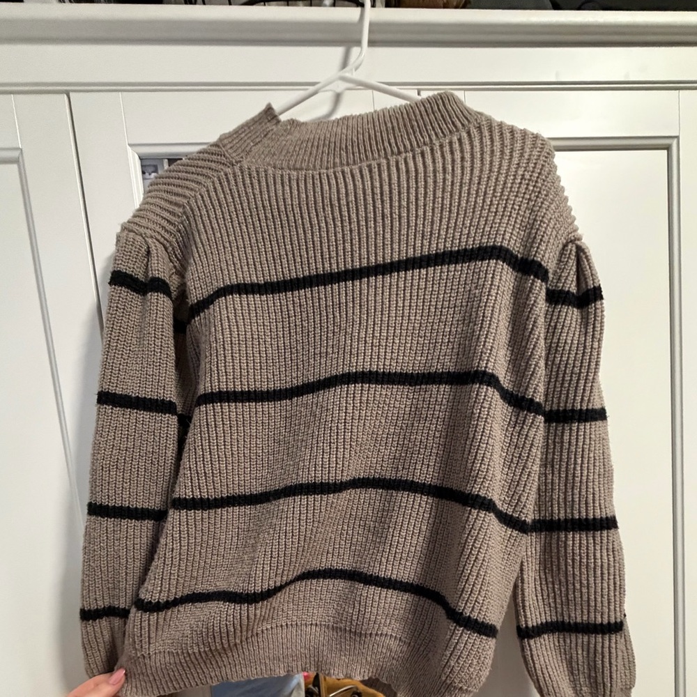 SHEIN Ribbed Knit Sweater - Taupe and Black